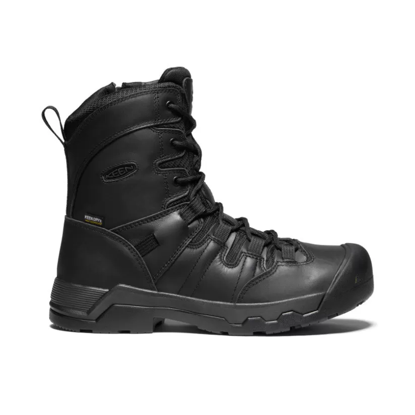 Best KEEN Detroit Plus 8" Zip Waterproof Boot (Soft Toe) Pour Homme   |   Black/Black