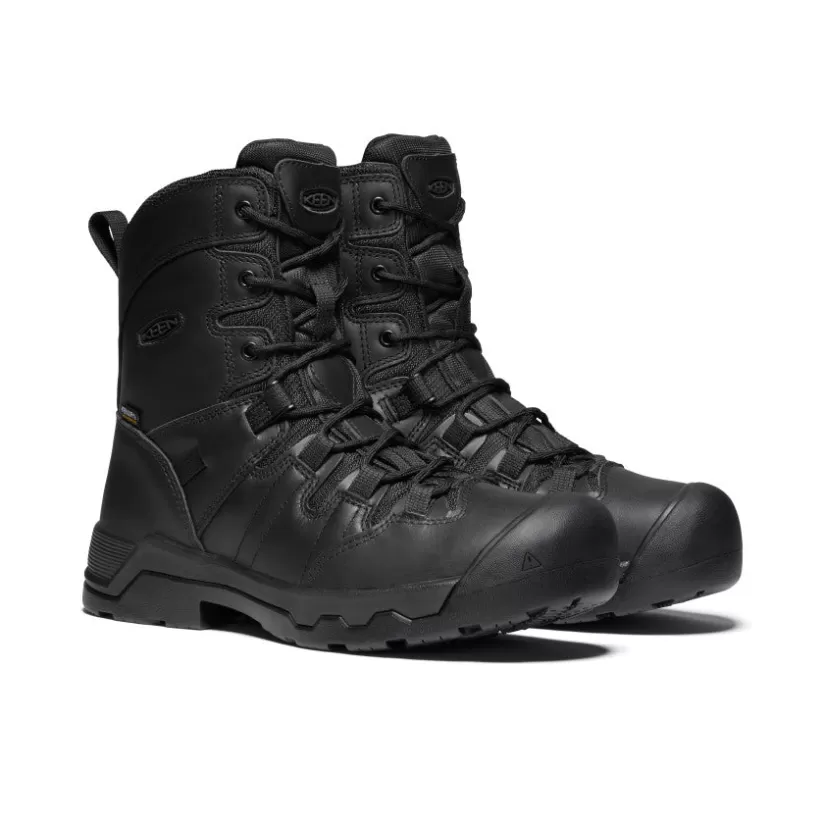 Best KEEN Detroit Plus 8" Zip Waterproof Boot (Soft Toe) Pour Homme   |   Black/Black