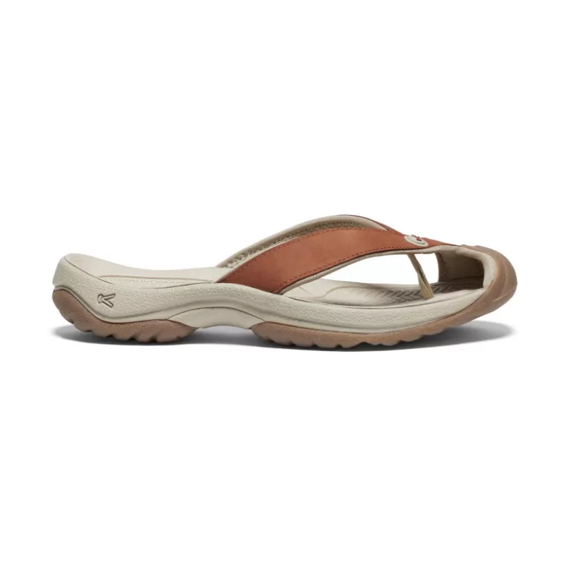 Flash Sale KEEN Waimea Leather Flip-Flop Pour Femme   |  Sorrel Horse/Plaza Taupe SorrelHorse/PlazaTaupe
