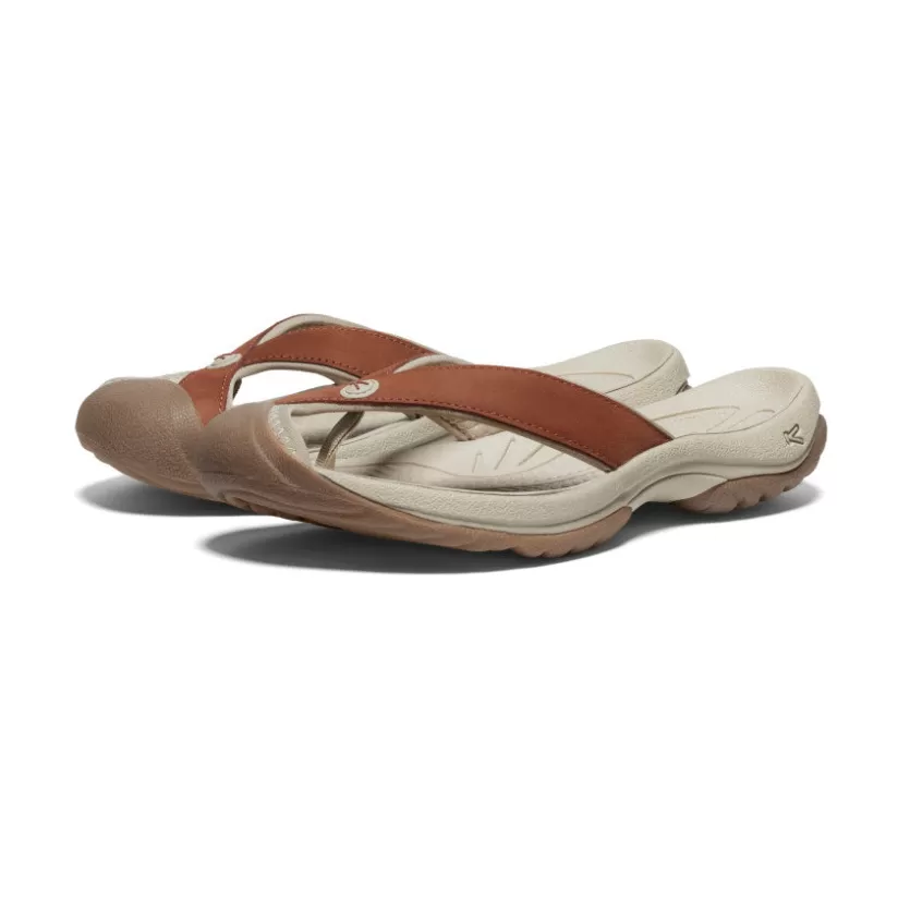 Flash Sale KEEN Waimea Leather Flip-Flop Pour Femme   |  Sorrel Horse/Plaza Taupe SorrelHorse/PlazaTaupe