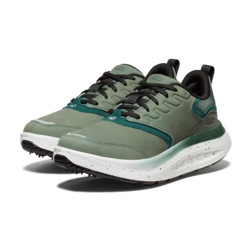 Shop KEEN WK400 Leather Walking Shoe Pour Femme   |  Dark Forest/Sea Moss DarkForest/SeaMoss